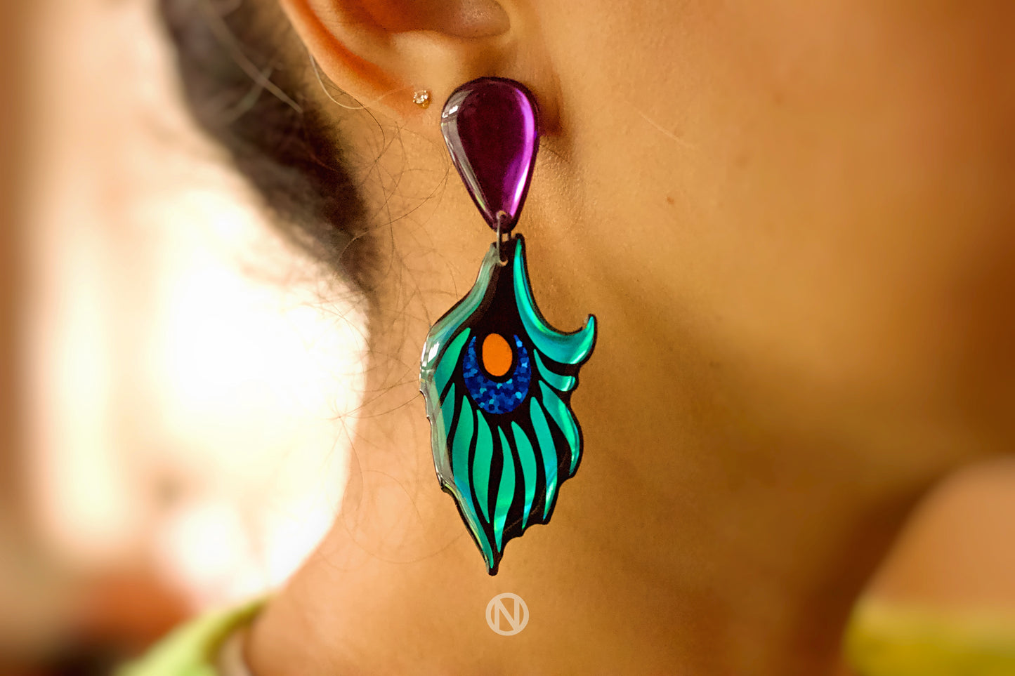 Peacock Statement Earrings - Seconds