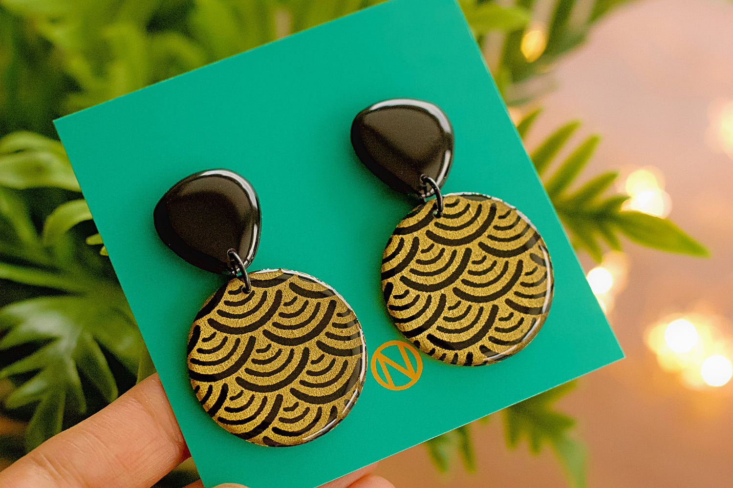 colourful earrings with polka dot studs