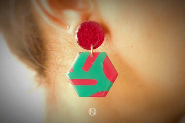 Hexagon Statement Earrings