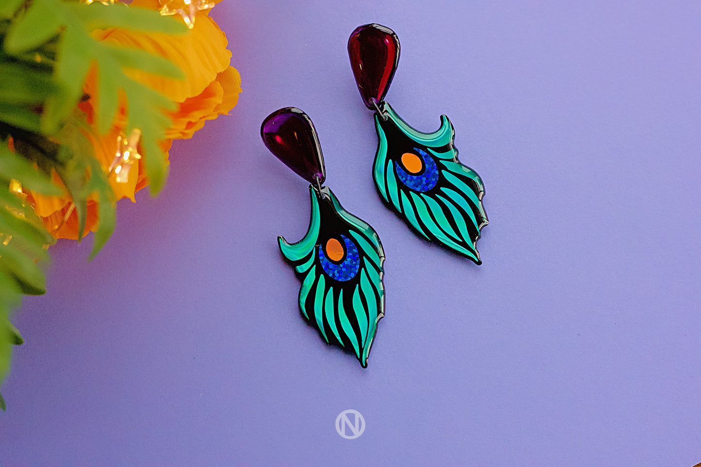 Peacock Statement Earrings - Seconds