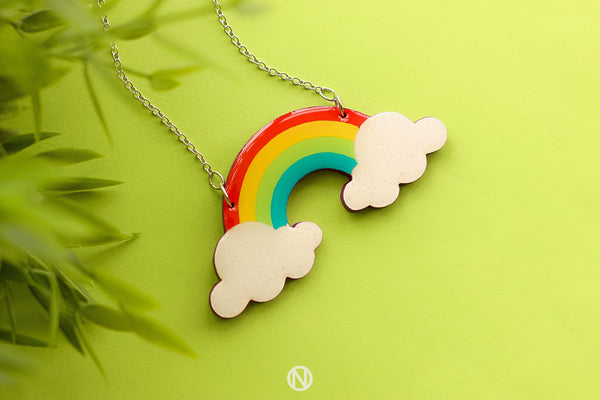 rainbow with clouds necklace