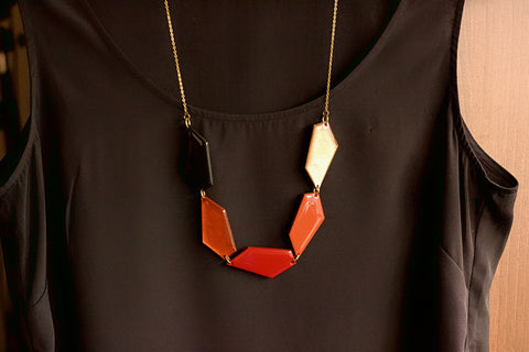 Withe - Hand Painted Wooden Necklace Naoi